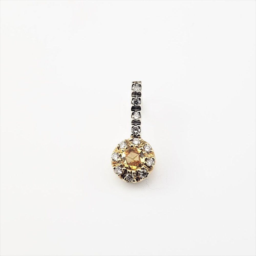 Vintage 14K Yellow & WG Yellow Sapphire & Diamond Pendant GAI Certified #7987